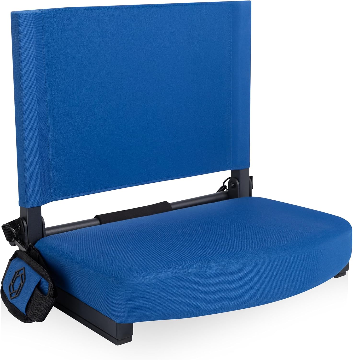 Picnic TIME Gridiron Stadium Seat with Back Support, Folding Bleacher Chairs with Back and Cushion, Thick Padded Stadium Seat and Armrest with Carry Straps, and Bleacher Hook Feature, (Blue)