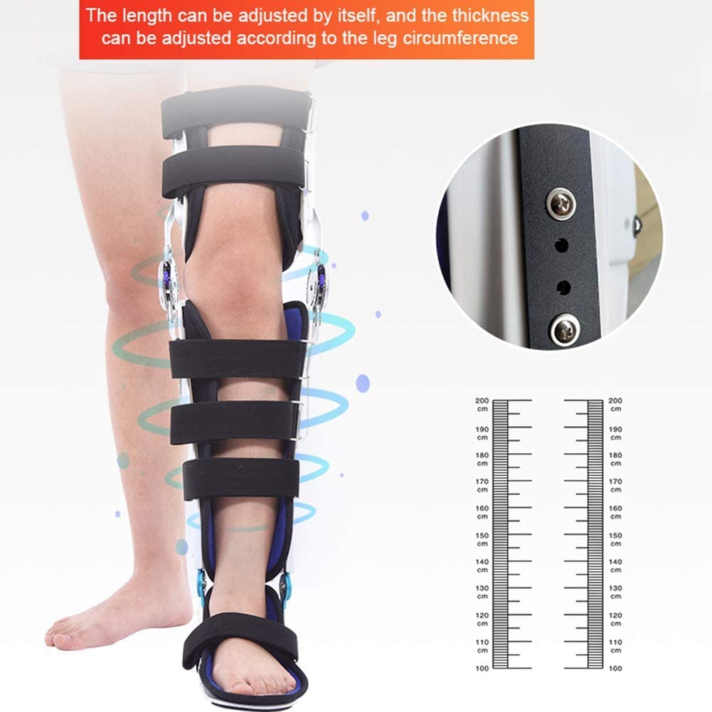 Hinged ROM Knee Brace, Adjustable And Breathable Hinged Knee Brace, Straight Leg Support Knee Splint For Knee Sprain, Ligament Injury, Joint Hyperextension,White-L