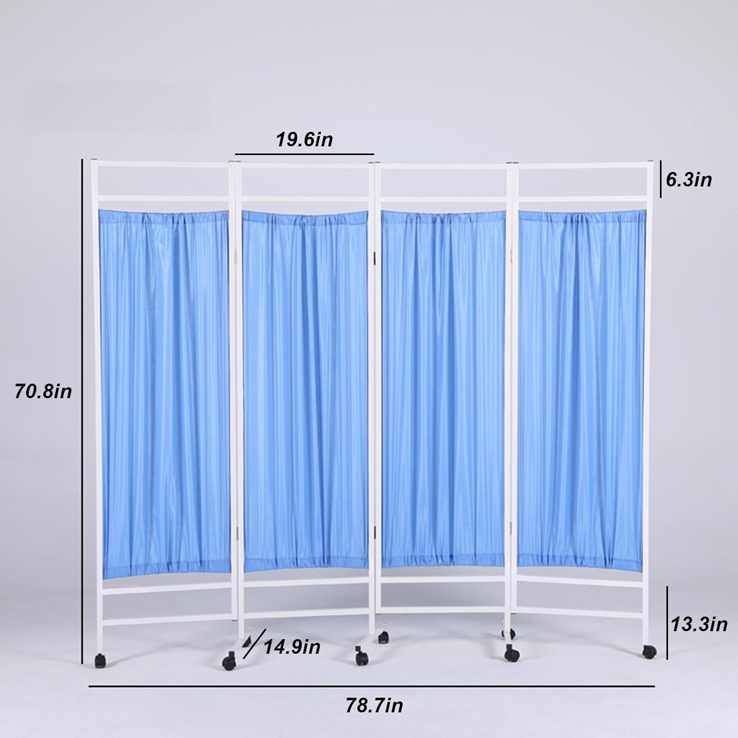 Sturdy Medical Privacy Screens, Waterproof Nylon Fabric, Compact and Foldable Rolling Medical Privacy Screen with Silent Wheels, Suit for Hospitals, Clinics, and Nursing Homes (4 Panel)