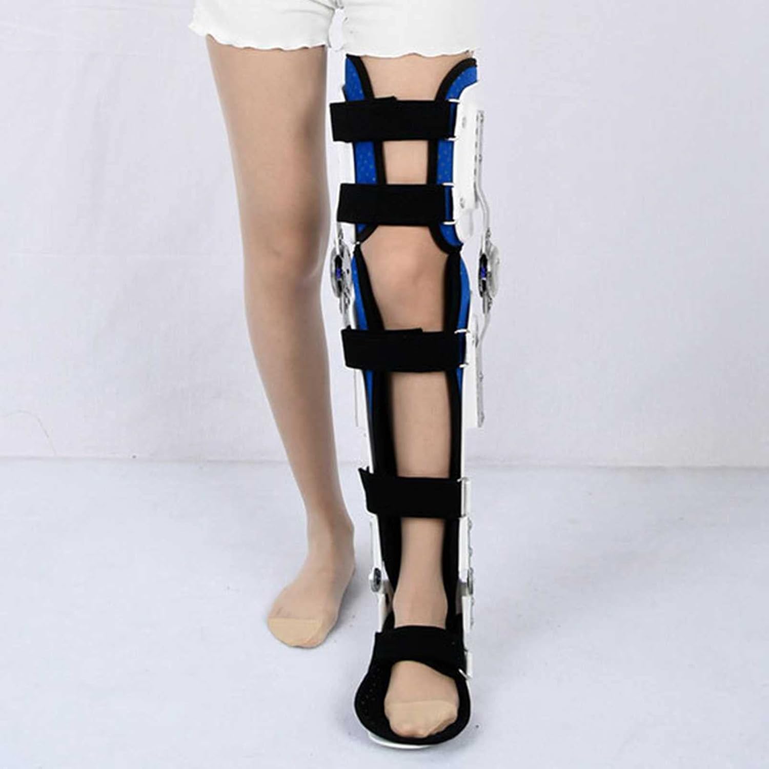 Hinged Knee Brace,Knee Orthosis Support Joint Stabilizer Full Leg Splint Support with Adjustable Knee, Ankle and Foot (Right)