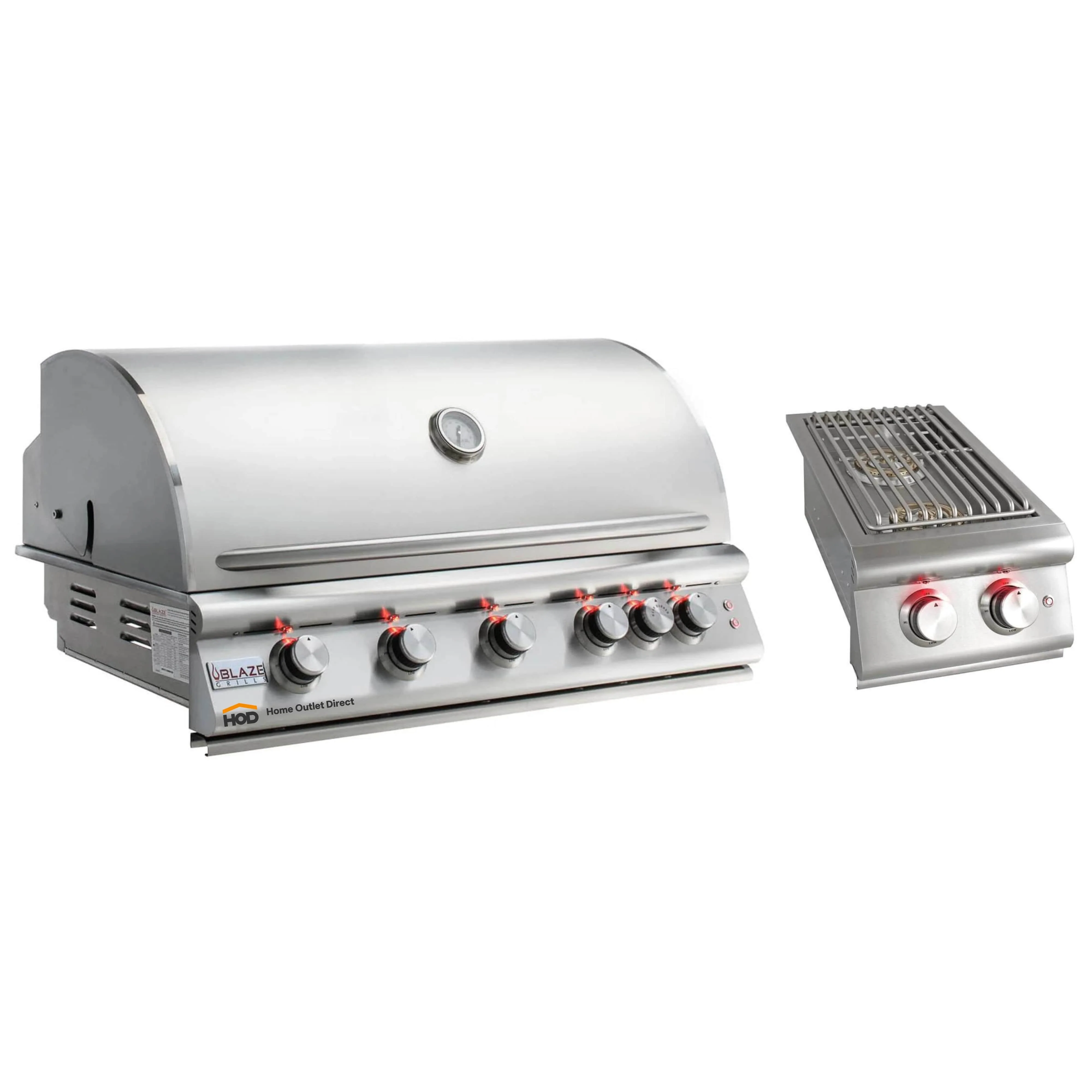 Blaze Grill Package - Premium LTE 40-Inch 5-Burner Built-In Natural Gas Grill and Double Side Burner in Stainless Steel