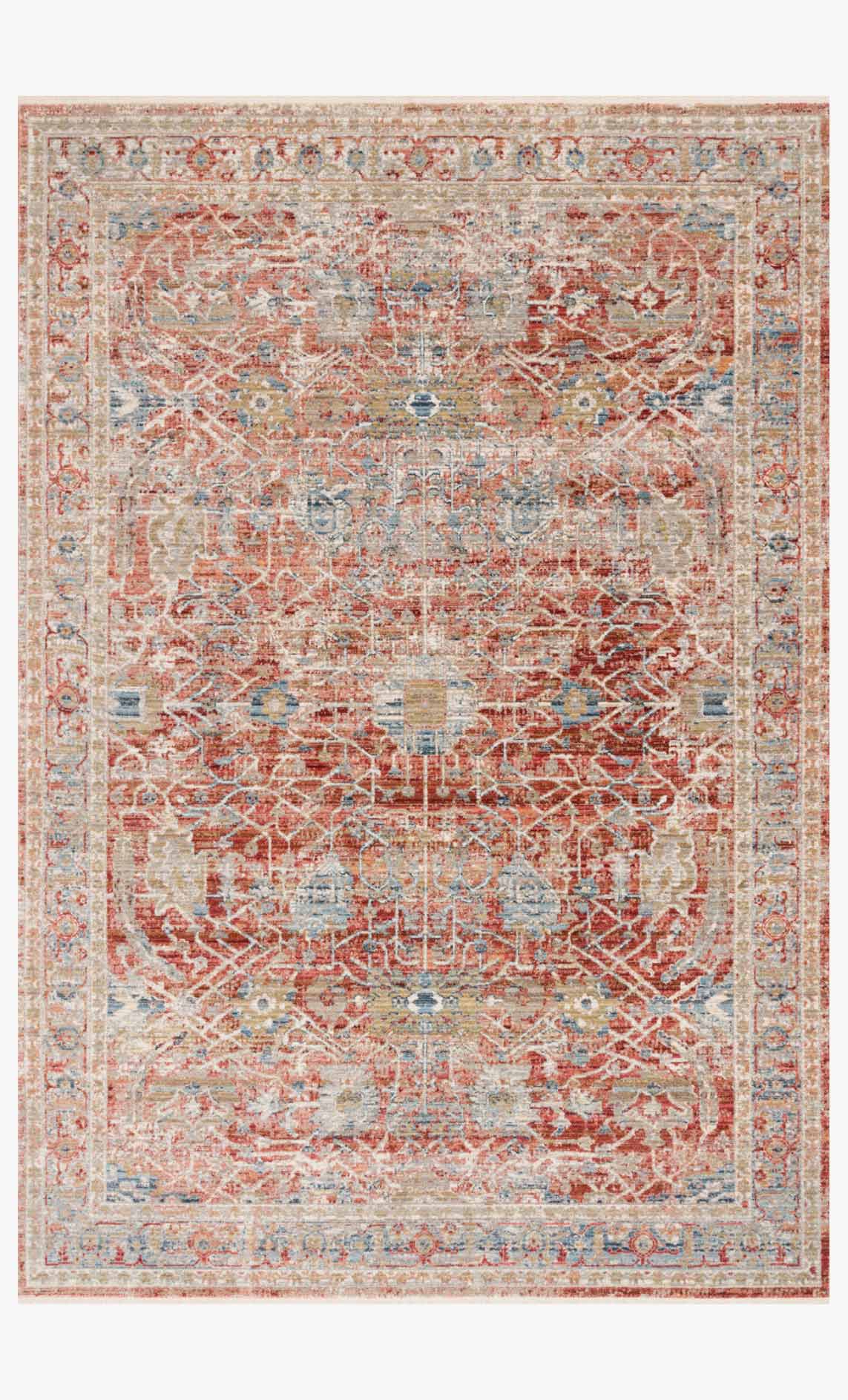 Loloi Claire Collection - Traditional Power Loomed Rug in Red & Ivory (CLE-01)