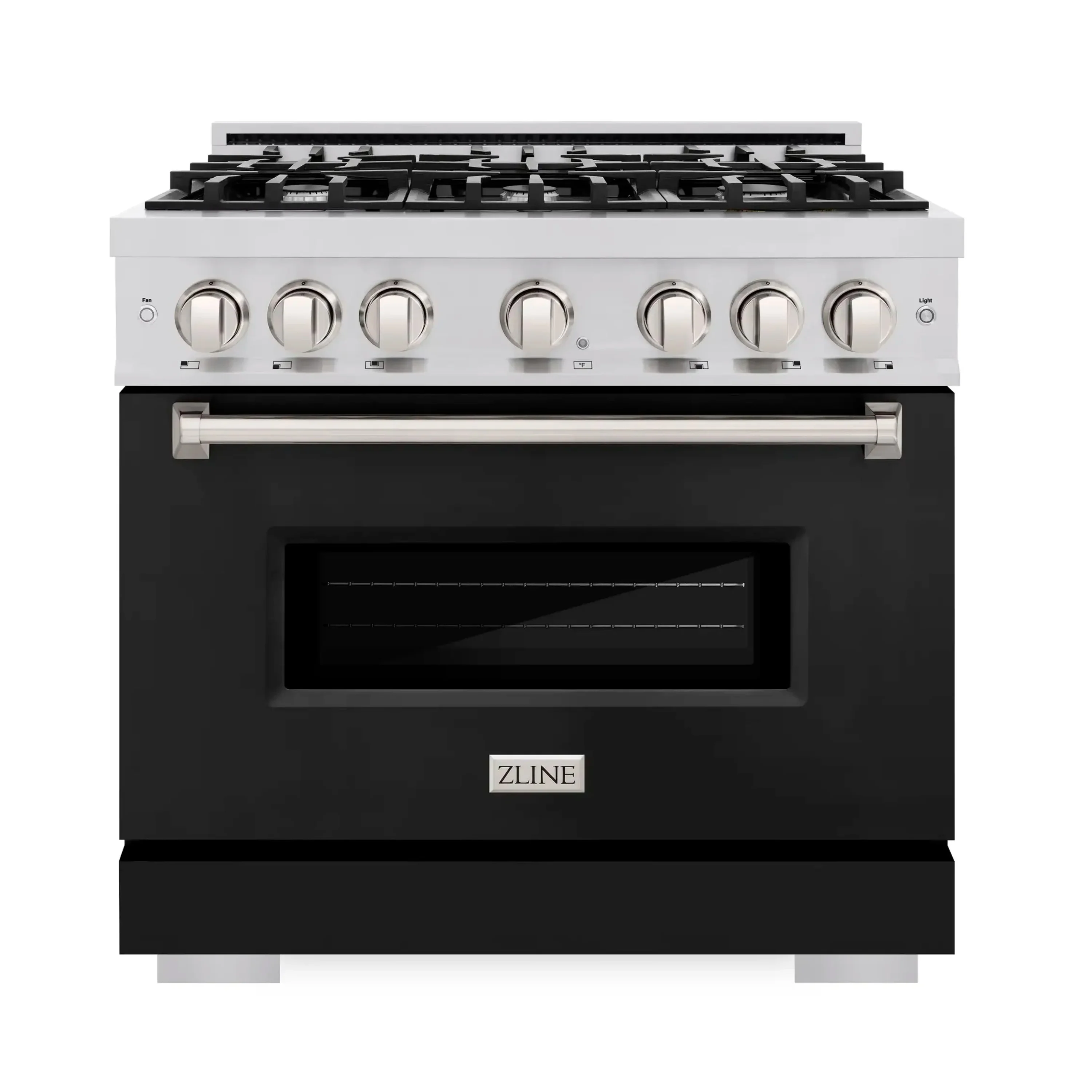 ZLINE 36-Inch Classic Series Gas Range with 6 Gas Burner Cooktop and 5.2 Cu. Ft. Gas Convection Oven in Stainless Steel with Black Matte Door (CGR-BLM-36)