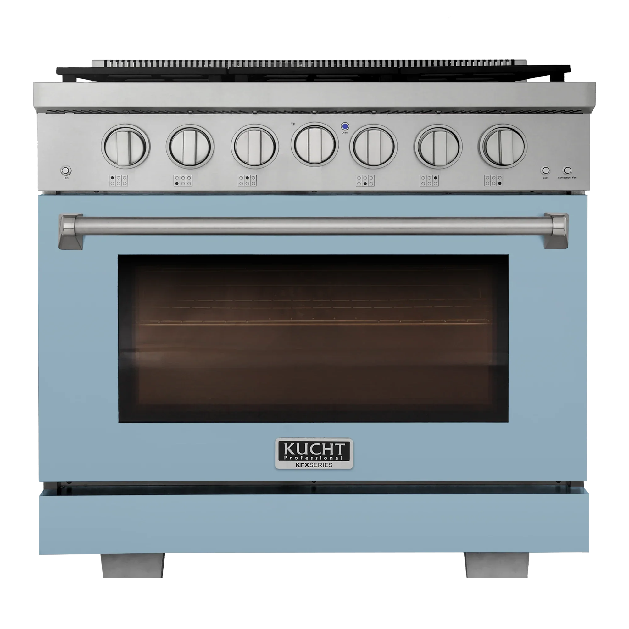 Kucht Professional 36-Inch 5.2 cu. ft. Gas Range in Light Blue with True Simmer Burners (KFX3600X-LB)