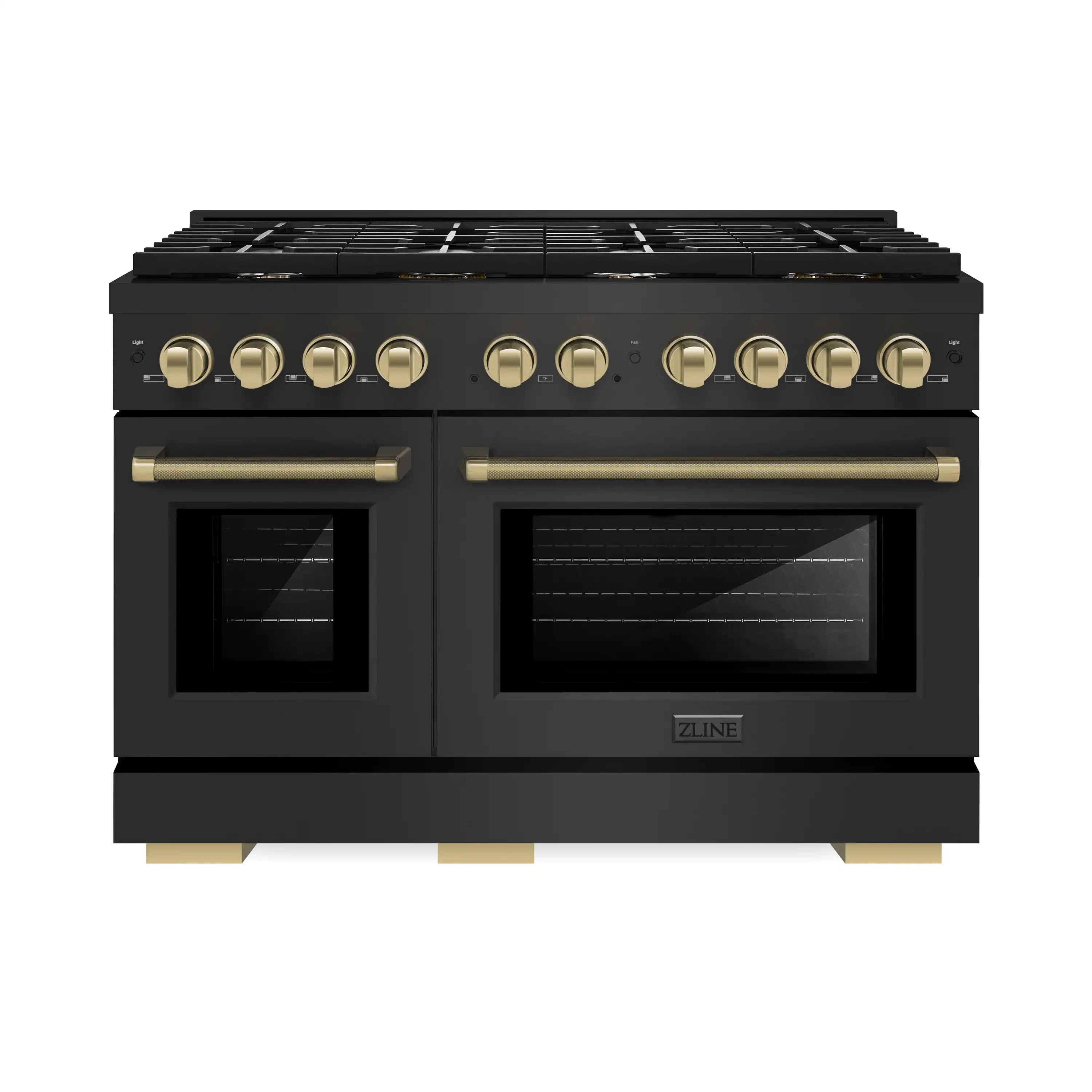 ZLINE Autograph 48-Inch Paramount Gas Range in Black Stainless Steel with Bronze Helix Handles (SGRBZ-48-KCB)