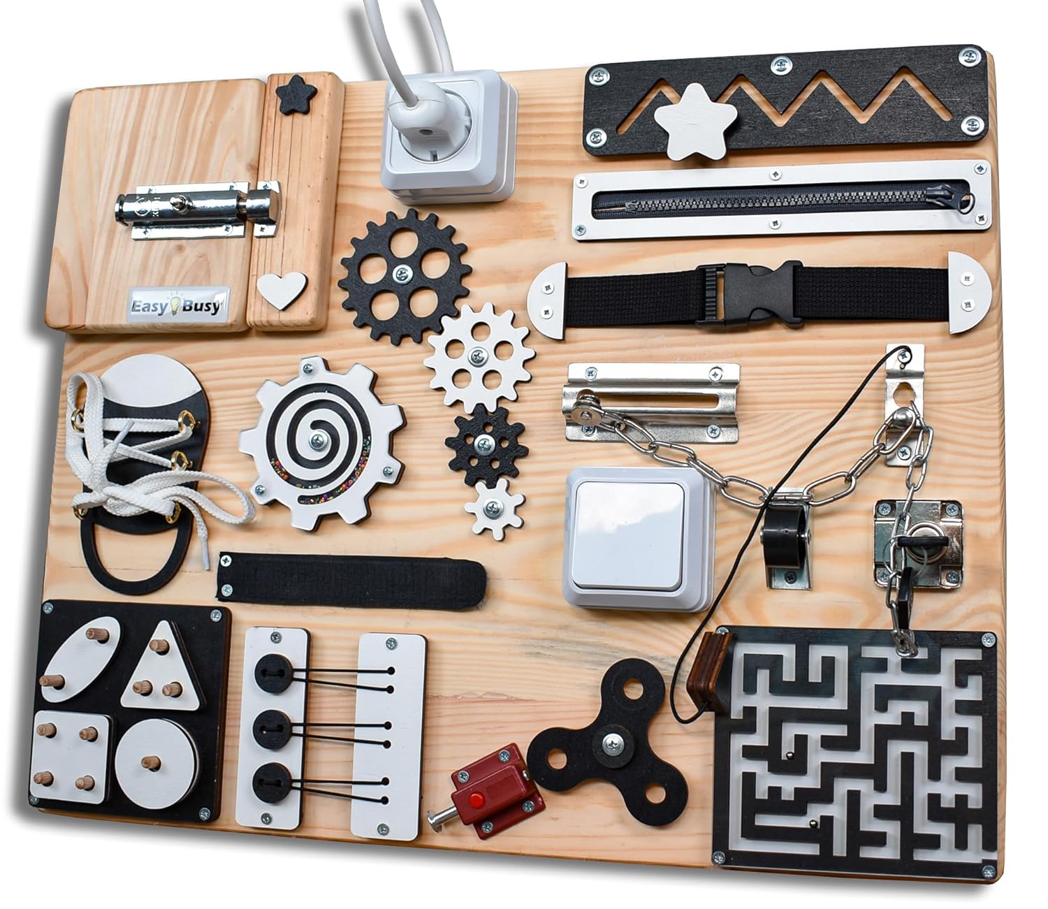 Alzheimer’s and Dementia Busy Board for Seniors – Sensory Therapy Board for Memory Loss, Fidget Activity Board for Adults with Cognitive Decline, Handmade Occupational Therapy Tool for Elderly Patients