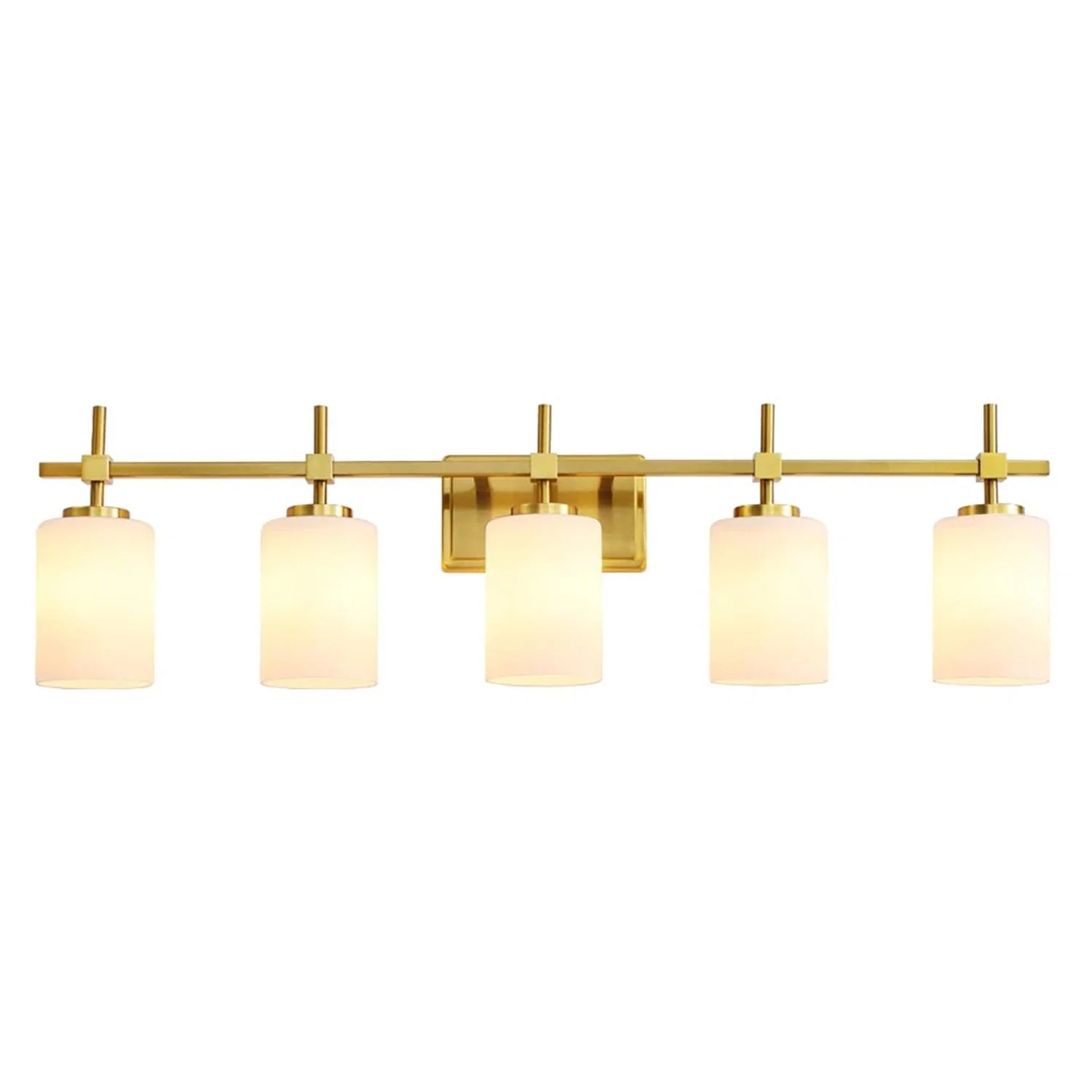Parrot Uncle Jasper Modern Frosted Glass 5-Light Bathroom Linear Vanity Light