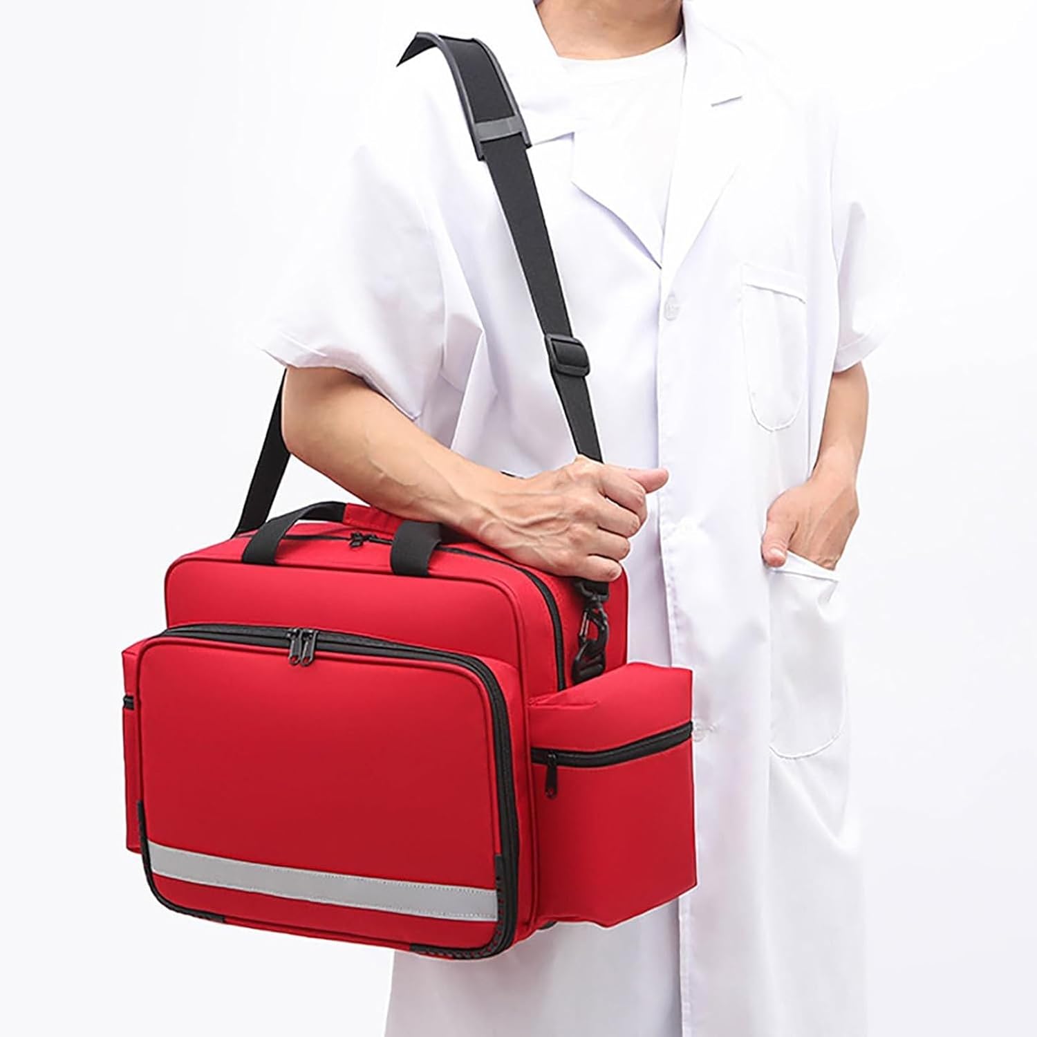 Portable First Responder Bag, Medical Trauma with Inner Dividers,Home Health Aid with Shoulder Strap for Paramedics and Emergency Supplies Kit(Blue)