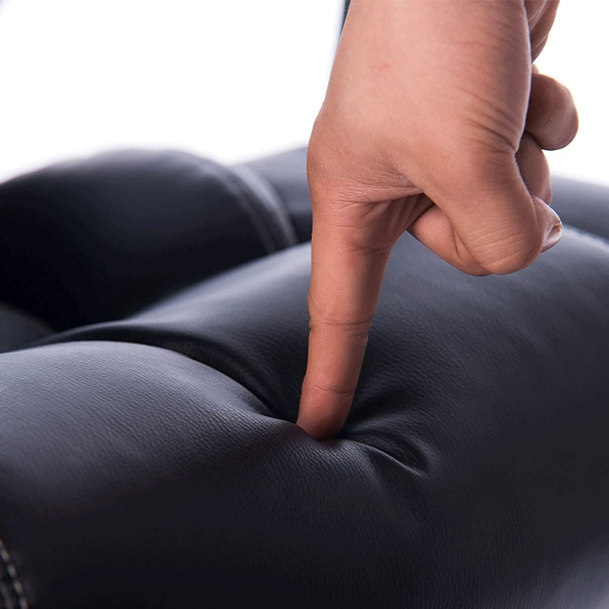 High Back Computer Desk Chair Ergonomic Executive Office Chair with Bonded Leather and Lumbar Support, Padded Armrest Swivel Chair for Office (Khaki)