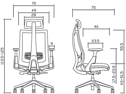 Commercial Ergonomic High Back Executive Mesh Chair, with Adjustable Lumbar Support, Headrest and 3D Armrests (Black One Size)