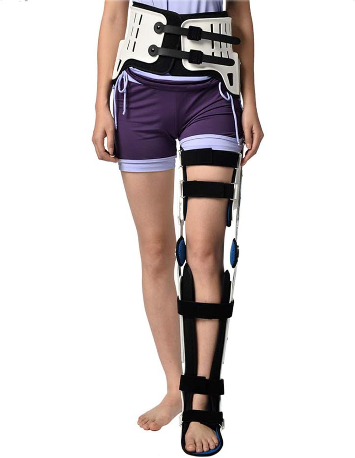 Hip Sacrum Waist Knee Ankle Foot Joint Fixation BraceBrace Fixed Stiff Thigh Knee Joint, Ankle Foot Orthosis Brace Walking, Full Leg Stabilizer Knee Orthosis Splint,Right