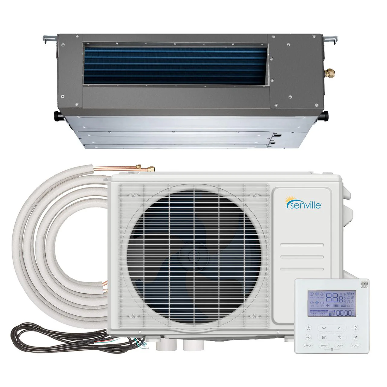 Senville 9K BTU Mini Split with 21.4 SEER2, 230V Concealed Duct Air Conditioner and Heat Pump Condenser (SENA-09HF-ID)