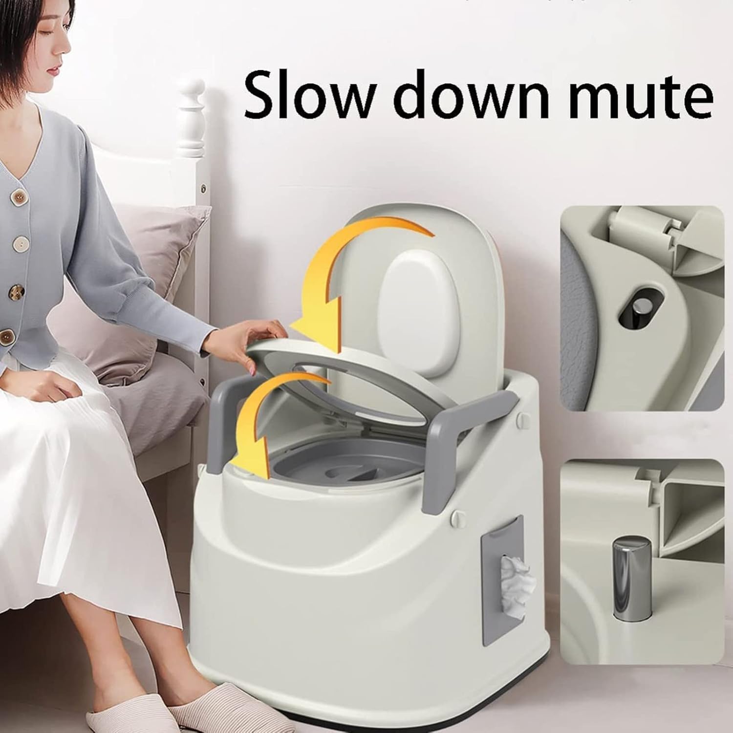 Bedside Commode Bariatric, 3 in 1 Commode Chair Sturdy and Beautiful Adult Potty Chair Portable Toilets for Home Use Suitable for Special Body Types White