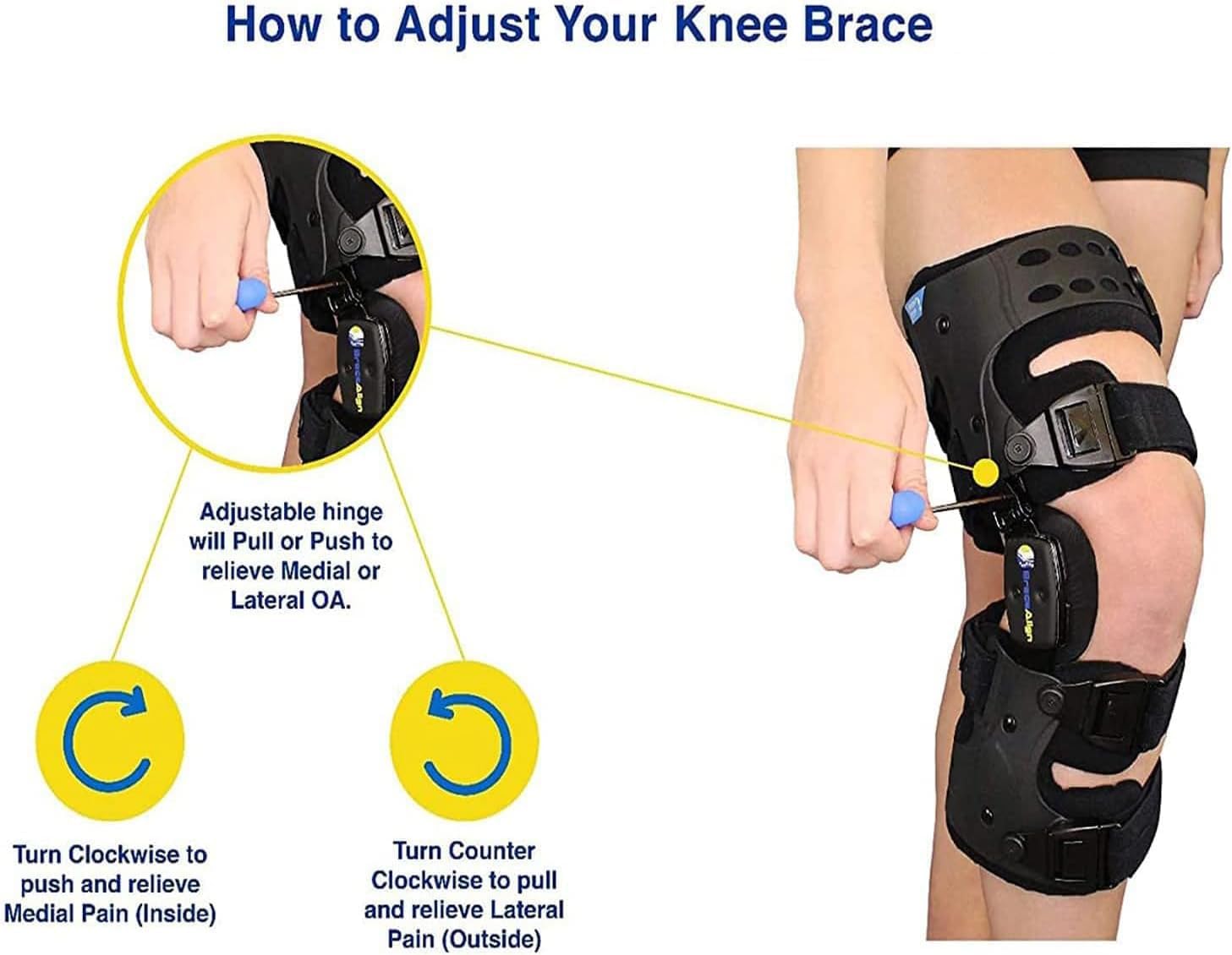 Osteoarthritis Knee Brace, Adjustable Knee Joint Fixation Bracket, Osteoarthritis Unloader Hinged, for Stabilizing Knee Brace Protection & Relief FKnee Joint Pain, Cartilage Repai(Right