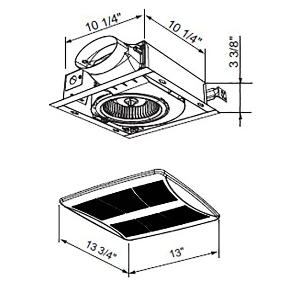 Broan LP510R Lo-Profile 50/80/100 Selectable CFM Bathroom Exhaust Fan