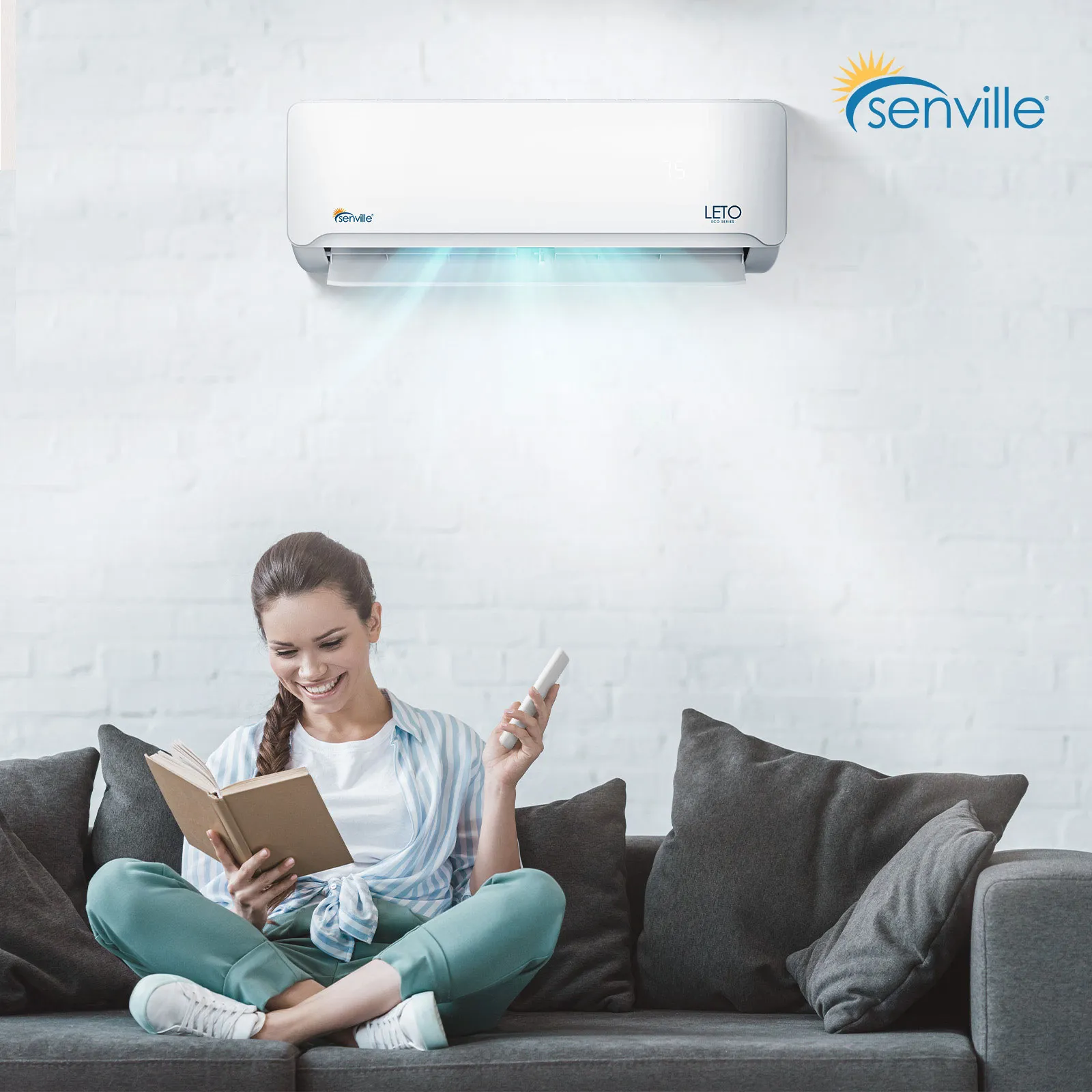 Senville LETO Series 36K BTU Mini Split with 18 SEER2, 230V Ductless Air Conditioner and Heat Pump Condenser with Wall Mount Air Handler (SENL-36CD)
