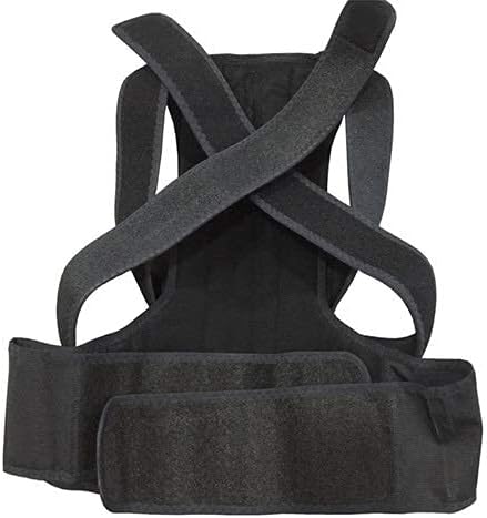 Posture Corrector Adjustable Double Pull Orthopedic Therapy Posture Corrector Brace Shoulder Back Spine Steel Plate Support Pad Belt for Men Women Back Brace (Color : Black, Size : L)