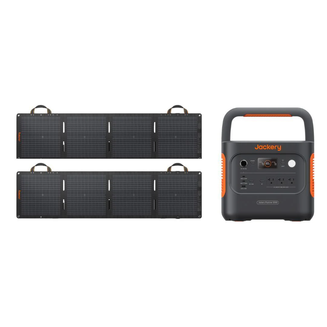 Jackery Explorer 2000 V2 Portable Power Station with 2 SolarSaga Panel 100 mini