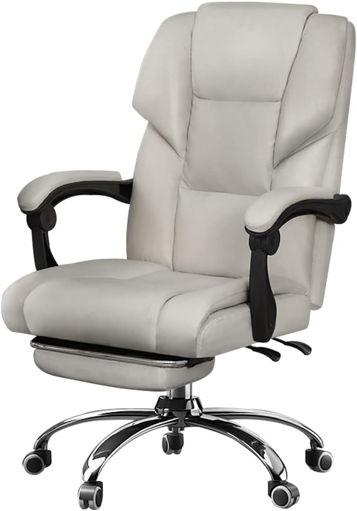 Computer Desk Chair, Executive Chairs, Leather with Arm Support, 360° Rotating Gaming Chair for Home, Ergonomic Chair with Linked Armrests, Easy to Install,Gray Chair-52 * 107-117cm