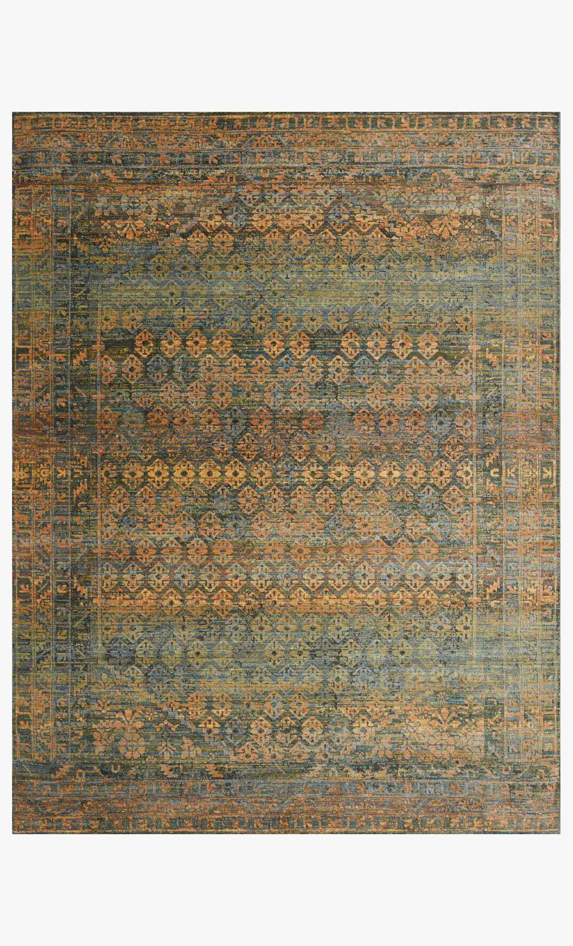 Loloi Javari Collection - Contemporary Power Loomed Rug in Lagoon & Fiesta (JV-03)