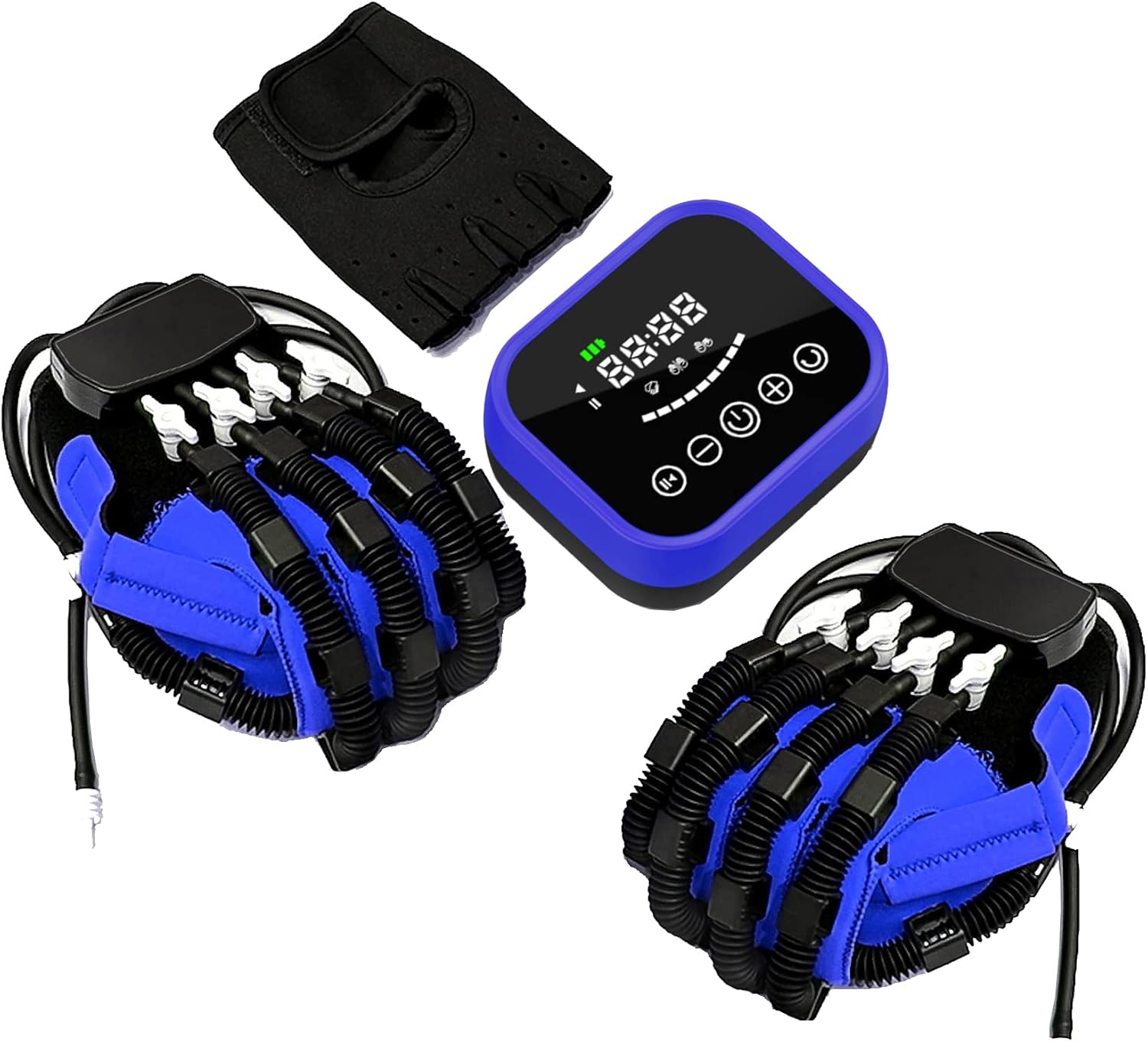 Both Hands Rehabilitation Robot Gloves Electric Glove Finger Orthoses Soft Resting Hand Splint for Flexion Contracture LCD Touch Screen/Timing/Intensity Can Be Adjusted