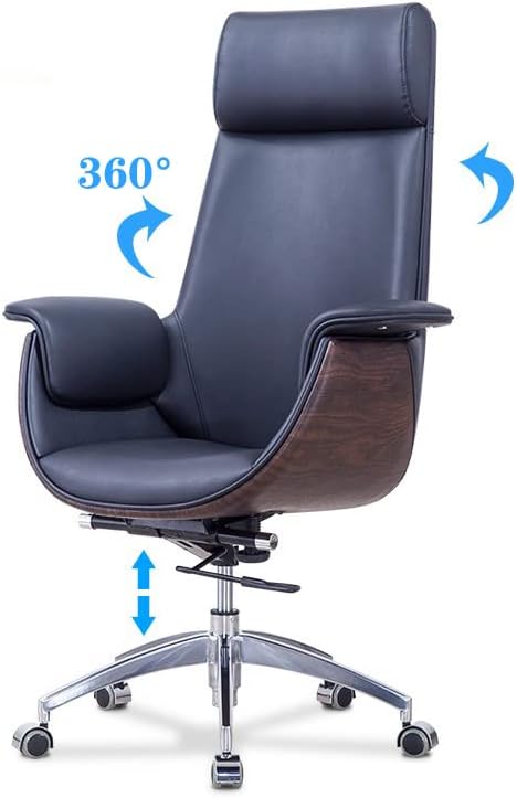 Posture Ergonomic Pu Leather,Managerial Computer Desk Chair Flip Up Armrest Big Tall with Adjustable Lumbar Support High Back Executive Task Swivel Leather Chair Comforta,Black