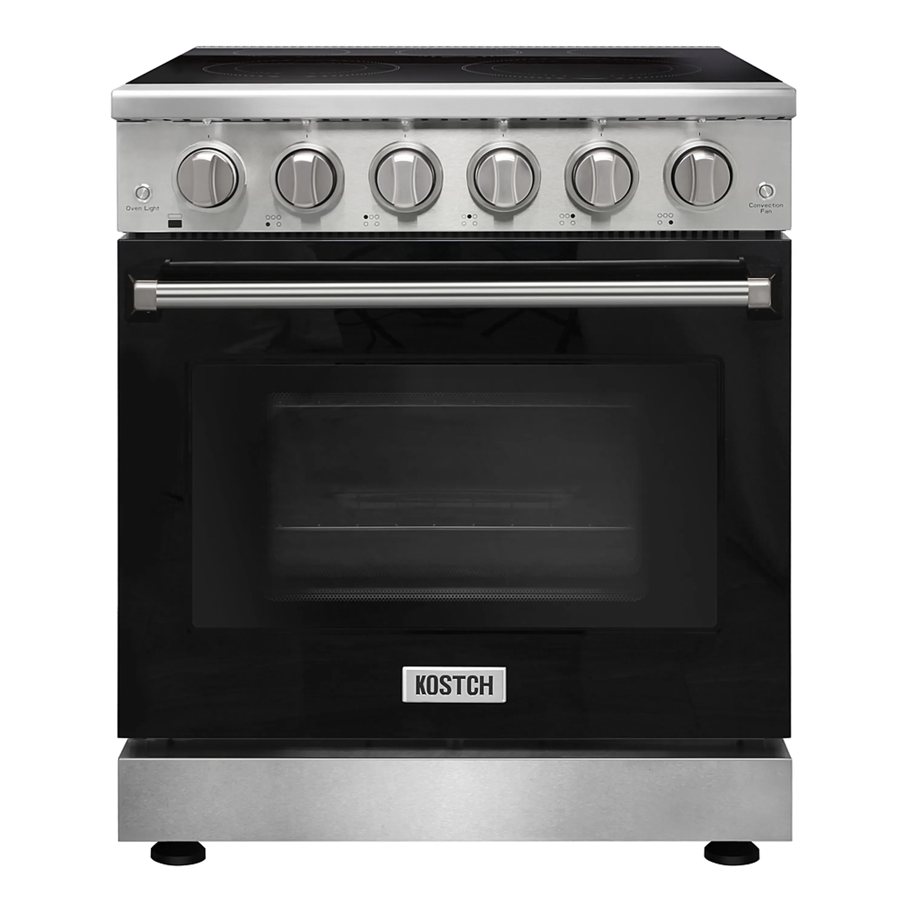 Kostch 30-Inch Glass Top Electric Range with 5 Burners & 4.55 Cu. Ft. Convection Oven in Black (KOS-30RE06H-B)