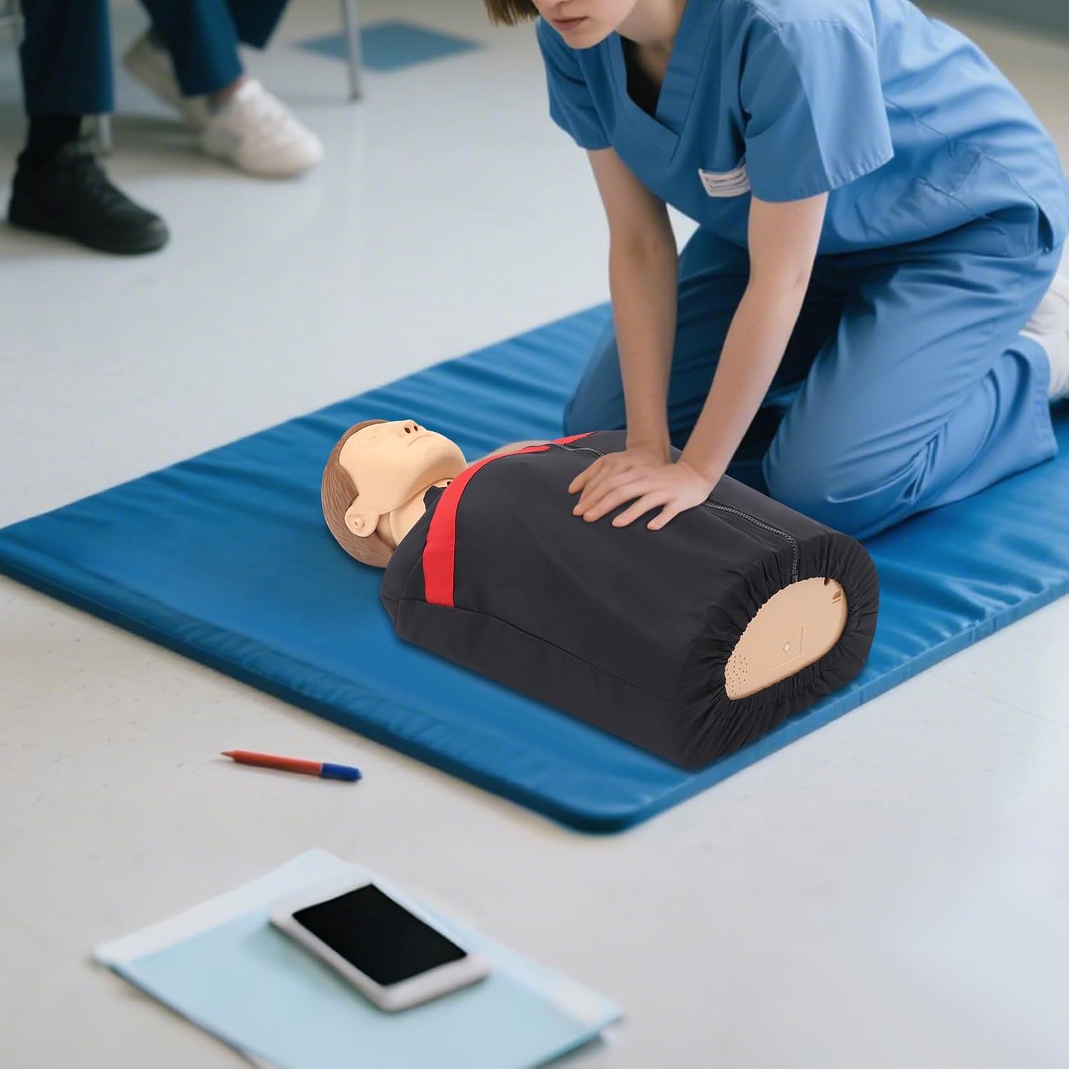 Professional CPR Adult Manikin, CPR Simulator Training Model with Clothes & Carrying Bag for School, Lab