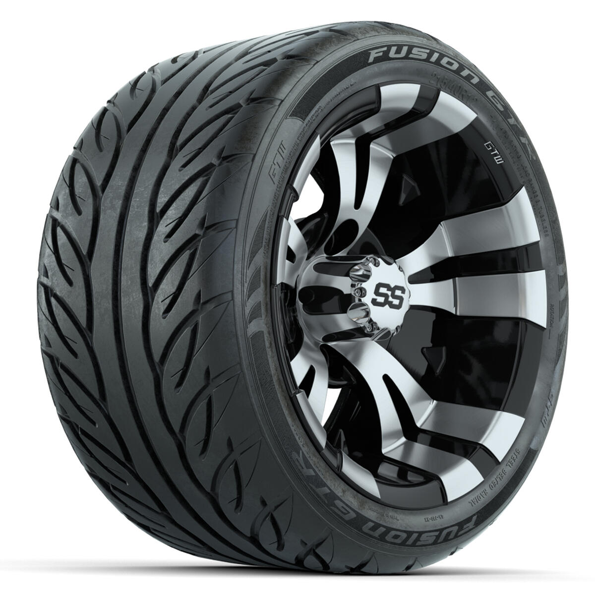 12” GTW Vampire Machined/Black Wheels with Fusion GTR Street Tires – Set of 4