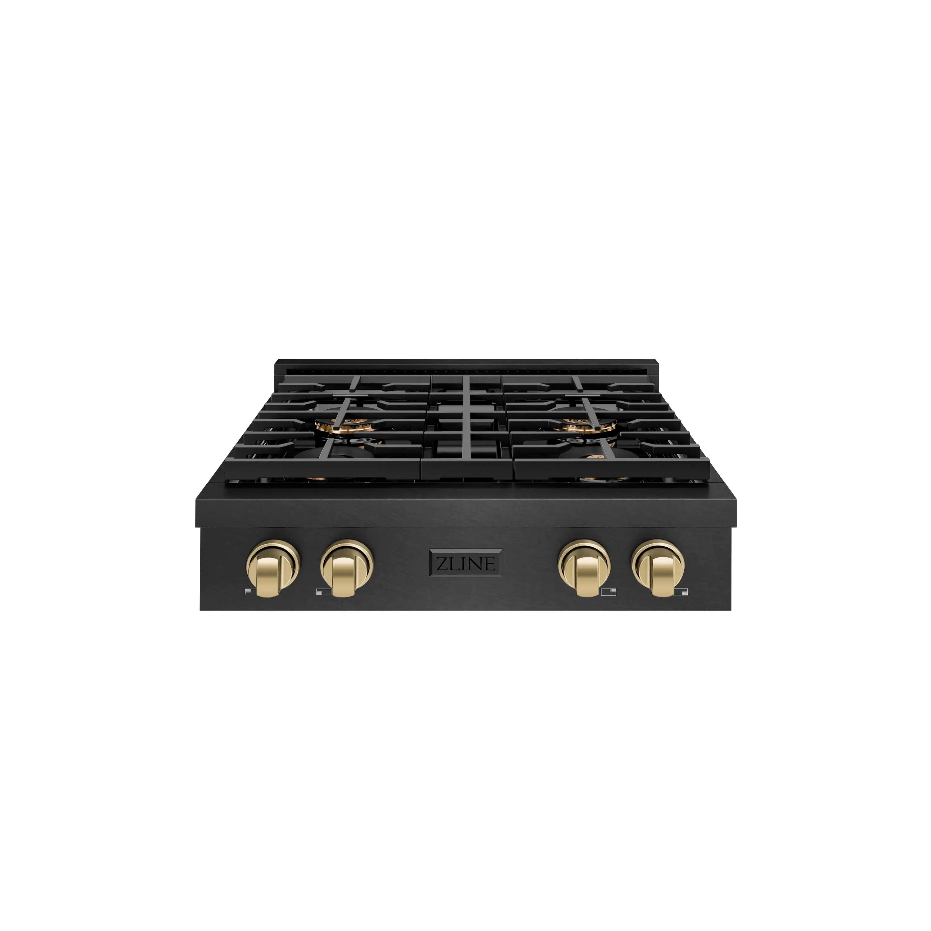ZLINE Autograph 30-Inch Paramount Gas Rangetop with 4 Burner DuoPro鈩?Cooktop in Black Satin and Champagne Bronze Accents (PSRTBSZ-30-CB)