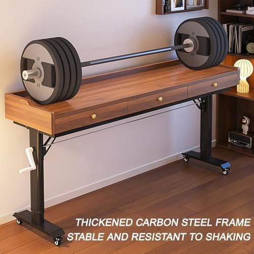 Adjustable Over Bed Table with Drawer & Wheels, Mobile Laptop Desk Cart for Home & Hospital Use, 59