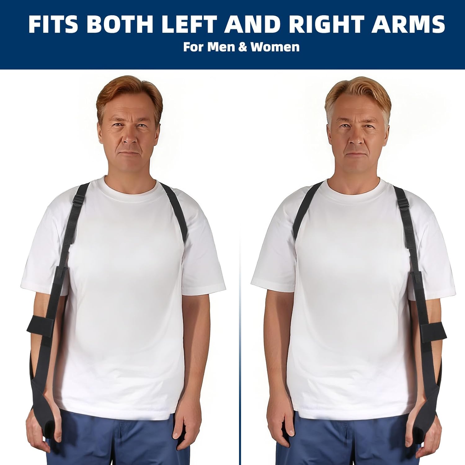 5702957 Arm Sling, Adjustable shoulder Strap with 4-Lab Lock, Breathable fabric for All-Day Comfortable, Black (Large: Height 5'10