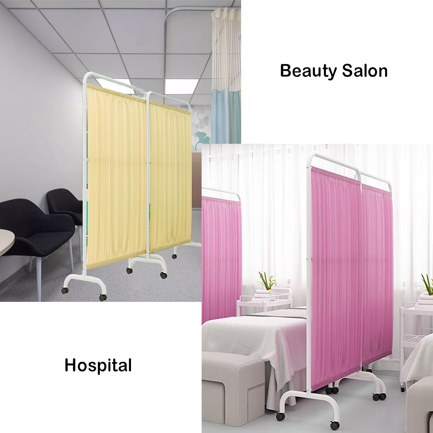 5-Panel Medical Privacy Screen with Wheels, Adjustable Partition Wall for Hospitals, Beauty Salons & Living Rooms, Space-Saving Room Divider (Brown)