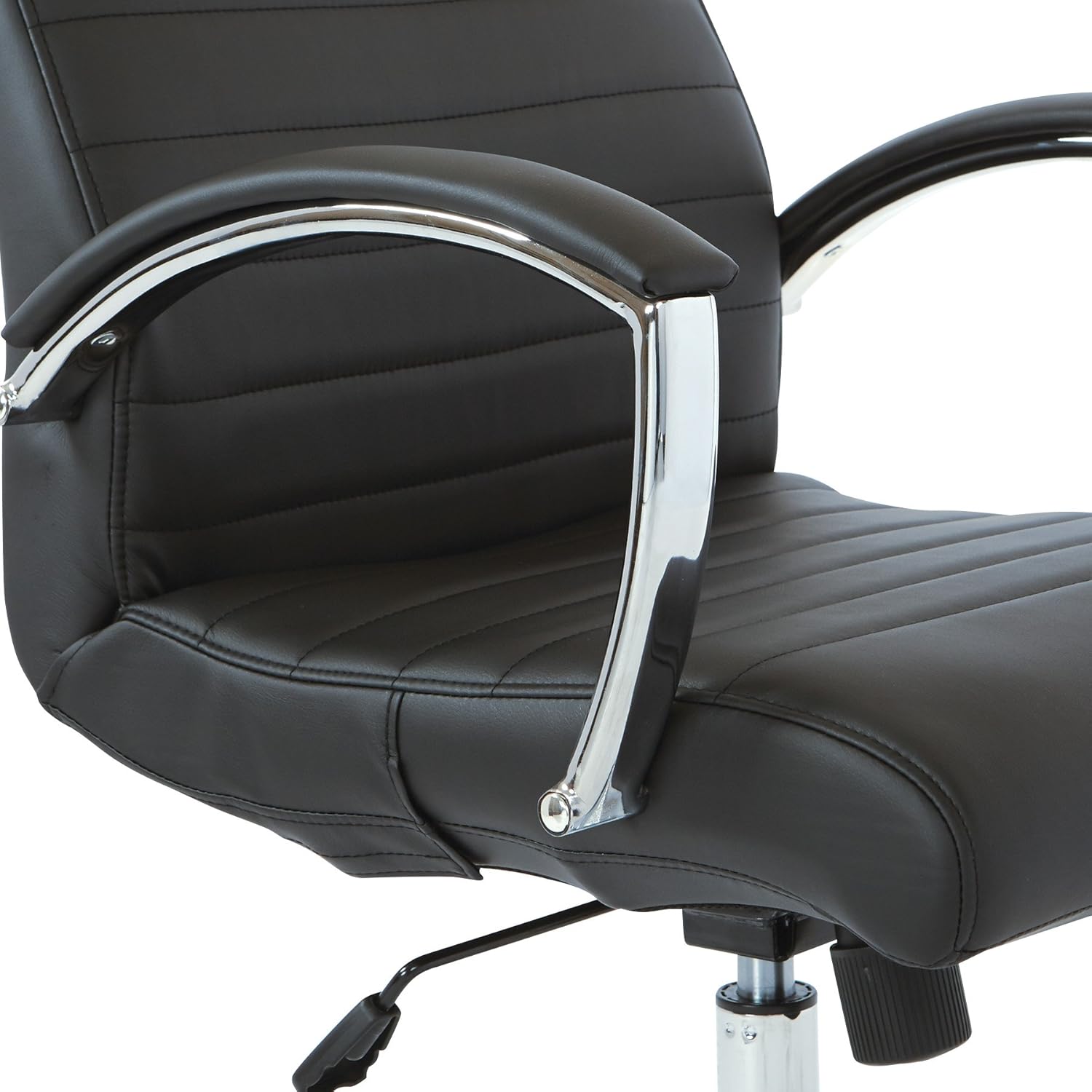 Office Star FL Series Executive Faux Leather Adjustable Office Chair with Built-in Lumbar Support, Low-Back, Black