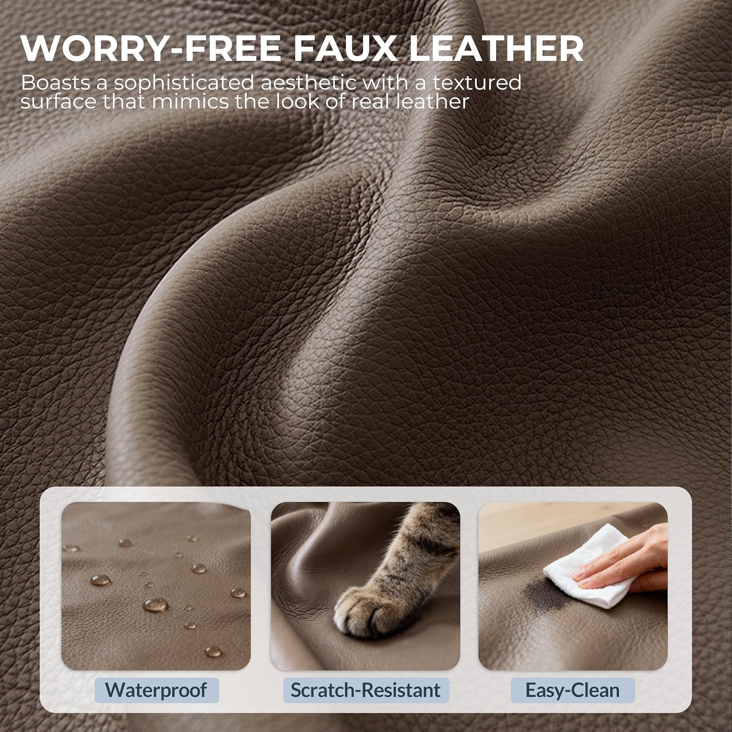 Leather Office Chair with Adjustable Headrest, Padded Flip-Up Armrests, Executive Home Office Desk Chairs with Ergonomic Back Support, Swivel Rolling Computer Chair for Work, Study, Brown