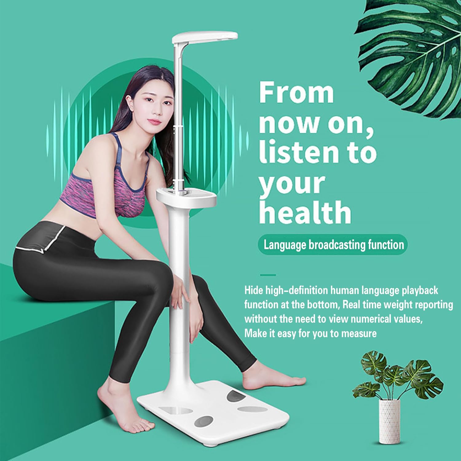 Professional Digital Height & Body Fat Analyzer - Retractable Medical Scale with Voice Announcement, 440lbs/200kg Weight Capacity - Calculator for Home, Gym, School & Clinic Use