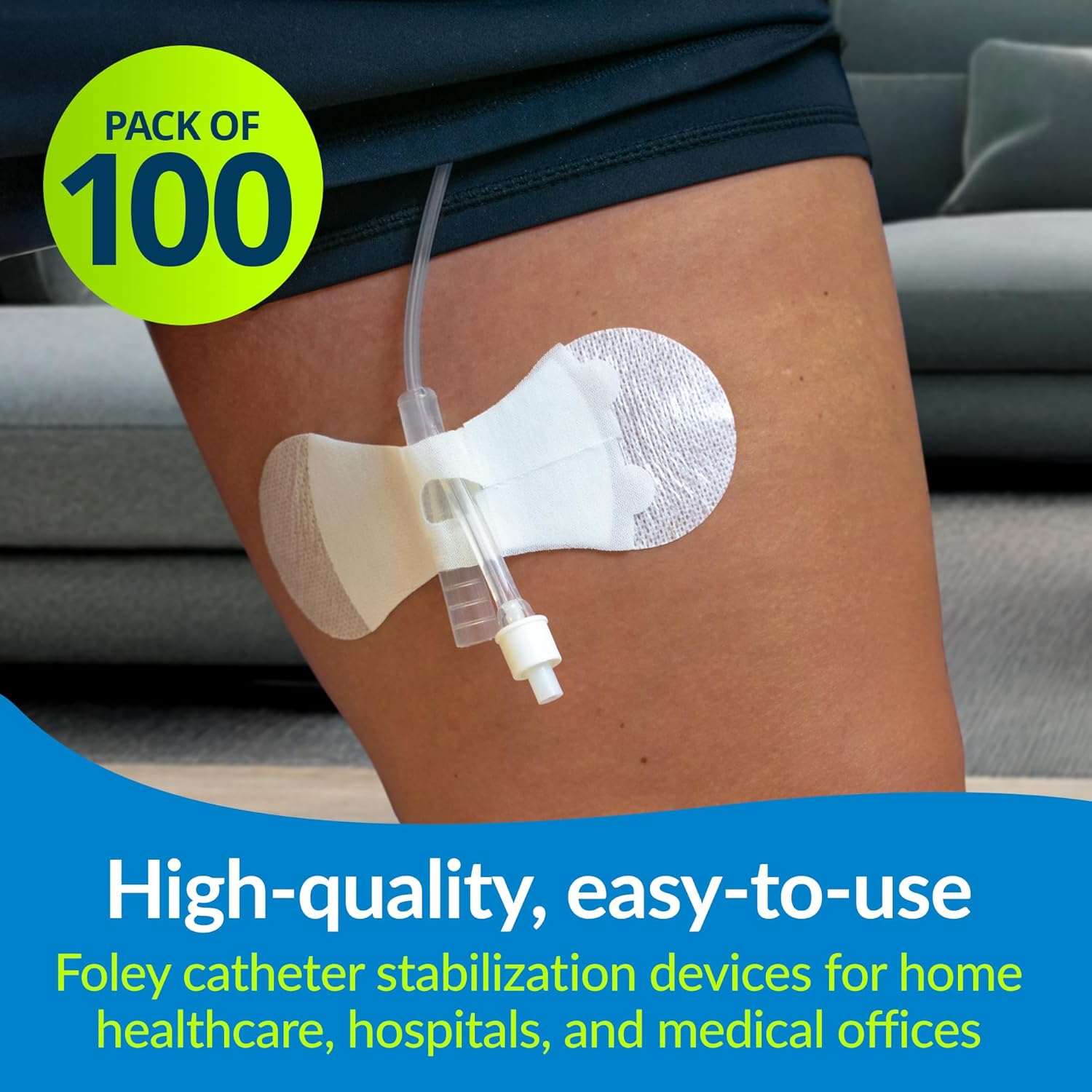 TIDI 3400LFC Grip-Lok Foley Catheter Securement Device ― Large ― Pack of 100 ― White ― Flexible Material ― Low-Profile Design for Comfort― Home Healthcare ― FSA Eligible Medical Supplies