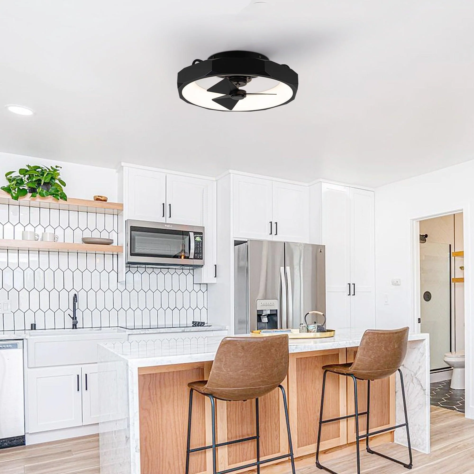 Parrot Uncle 19-Inch Britton Flush Mount Reversible Ceiling Fan with Remote Control