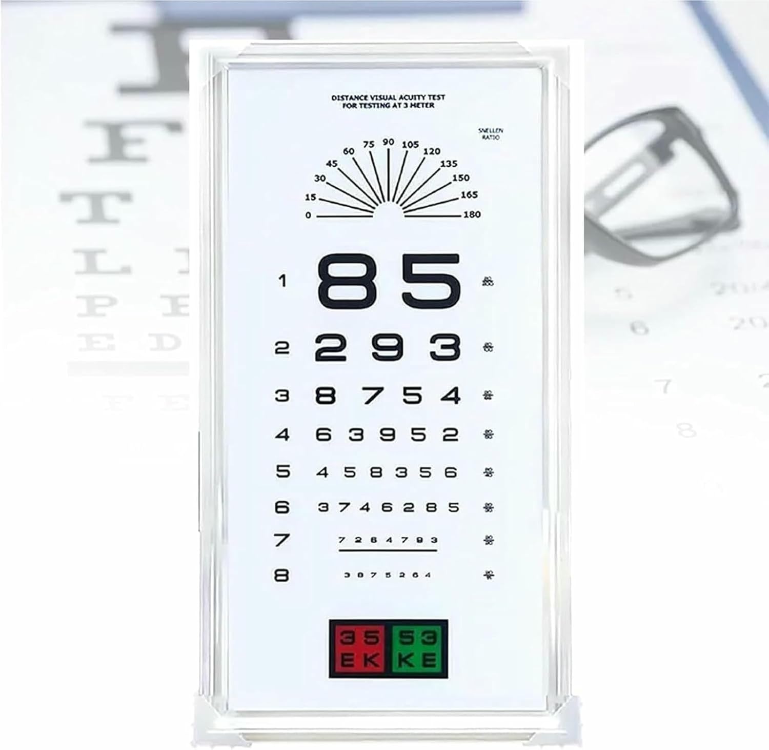 Digital Near Vision Eye Equipment, LED Eye Chart Light Box with Remote Control, 3 Types of Detection Visual Indicators, Measurement Distance: 2.5m/5m