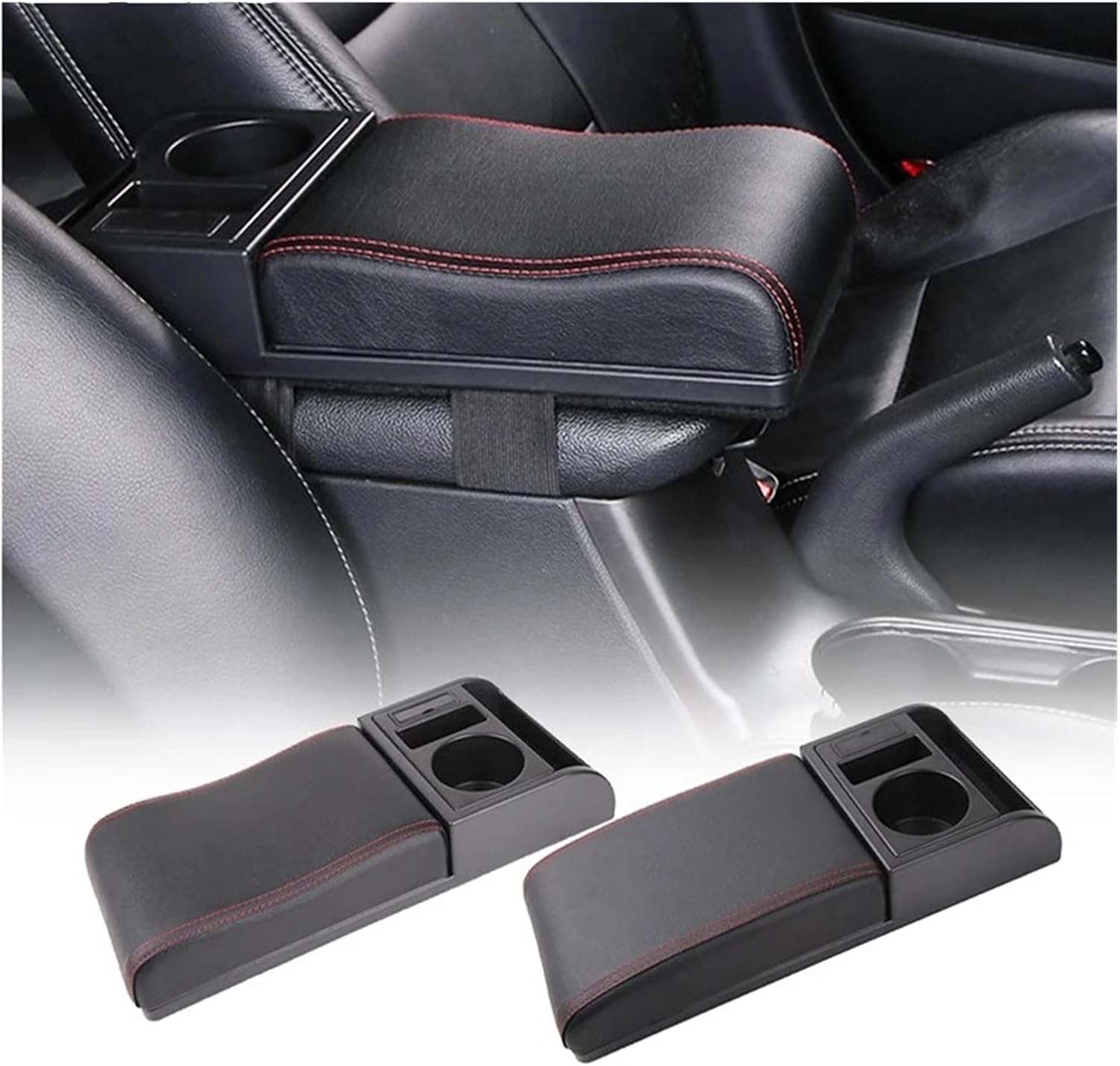 Extender Elbow Support Universal Arm Rest with Charging Ports Cup Holder Adjustable Length(B Type Red)