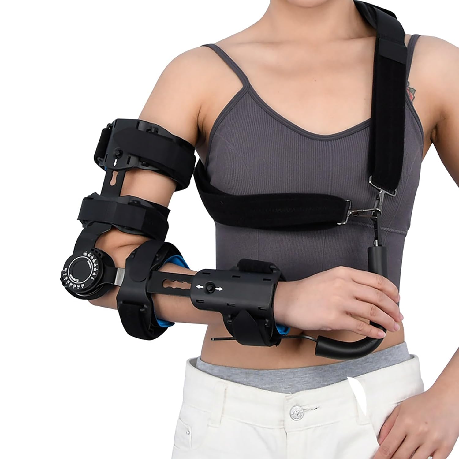 Adjustable Post-surgical Elbow Brace Hinged Elbow Brace with Sling Post-surgical Arm Injury Recovery Brace (Color : Left arm)