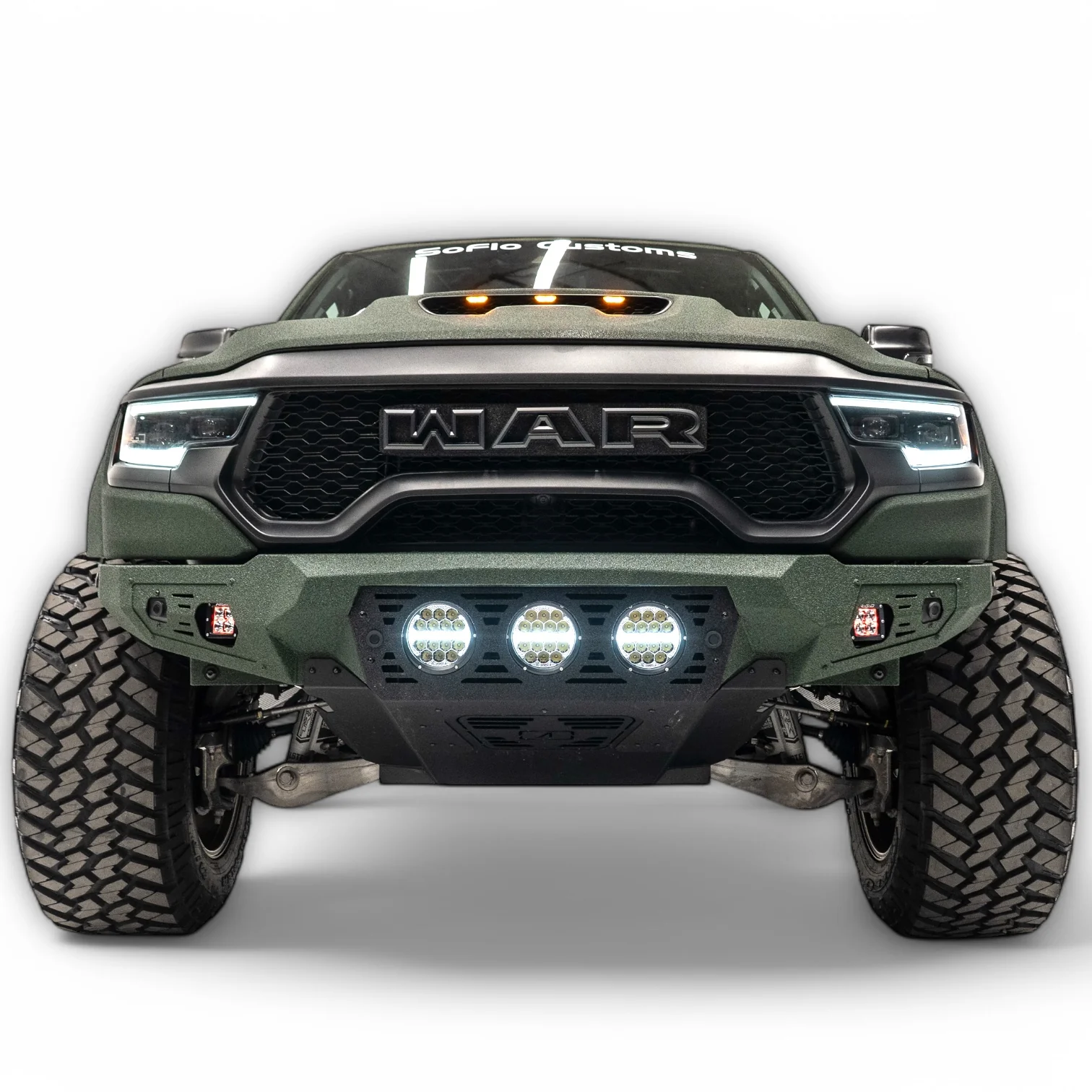 RAM TRX Baja Front Bumper w/ 3 Center Lights & Skid Plate 2021-2024