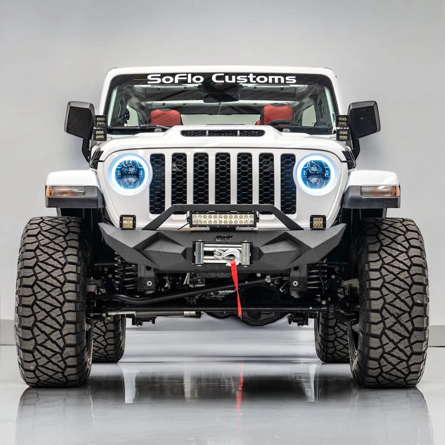 Jeep Gladiator Front Bumper Stubby 2020-2026 with Cube Lights and Light Bar