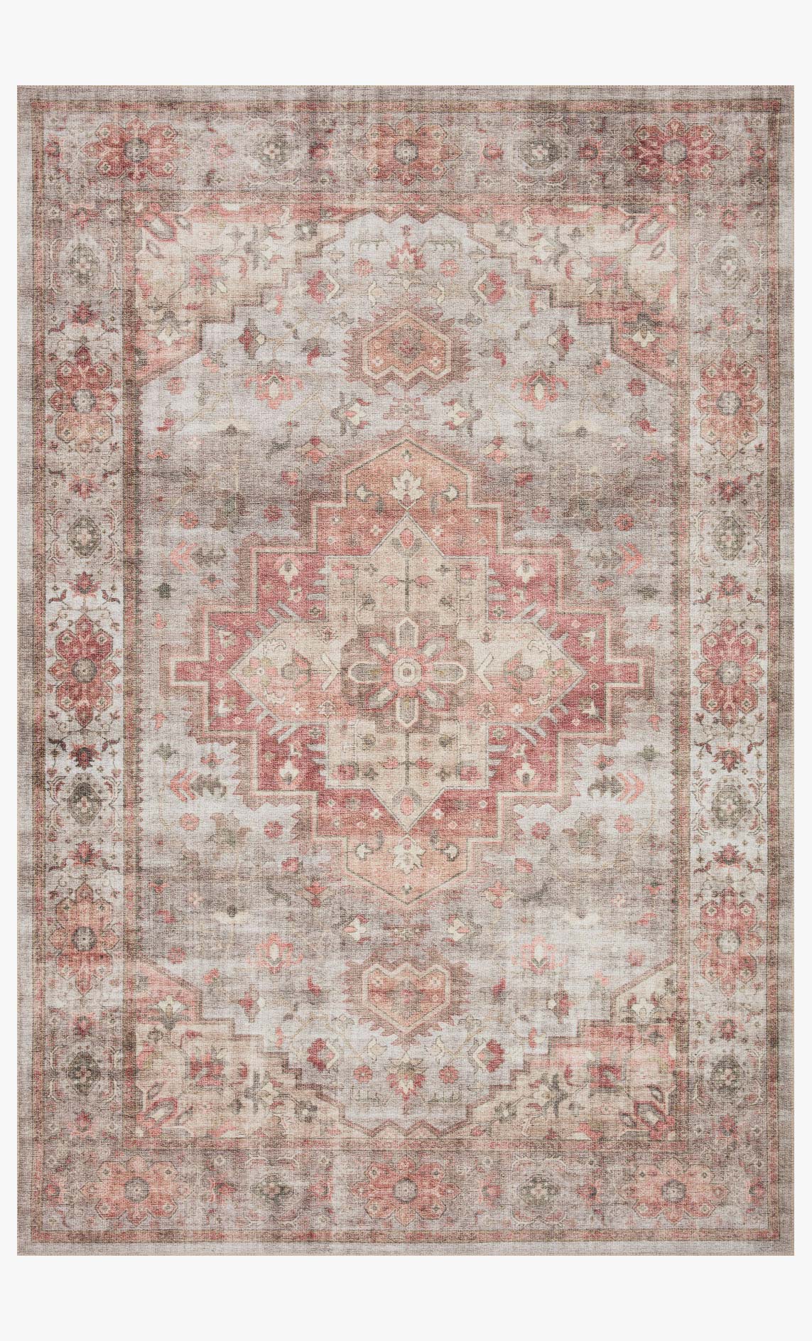 Loloi II Heidi Collection - Traditional Power Loomed Rug in Dove & Spice (HEI-02)