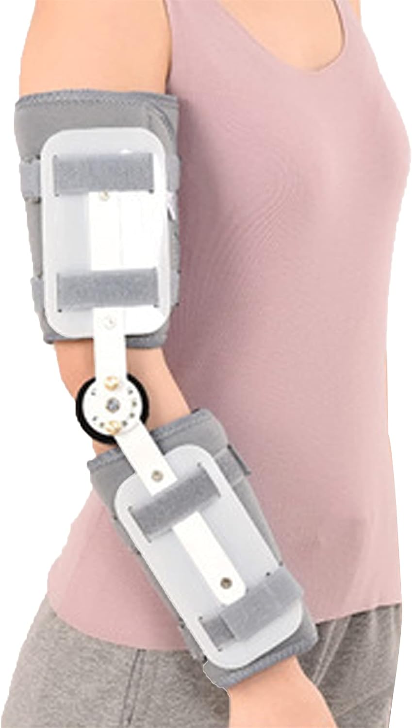 Hinged ROM Elbow Brace for Dislocated Arm Adjustable Post Op Elbow Brace Stabilizer Splint Arm Injury Recovery Support After Surgery Surgery Recovery Ligament Tendon Repairs,Small