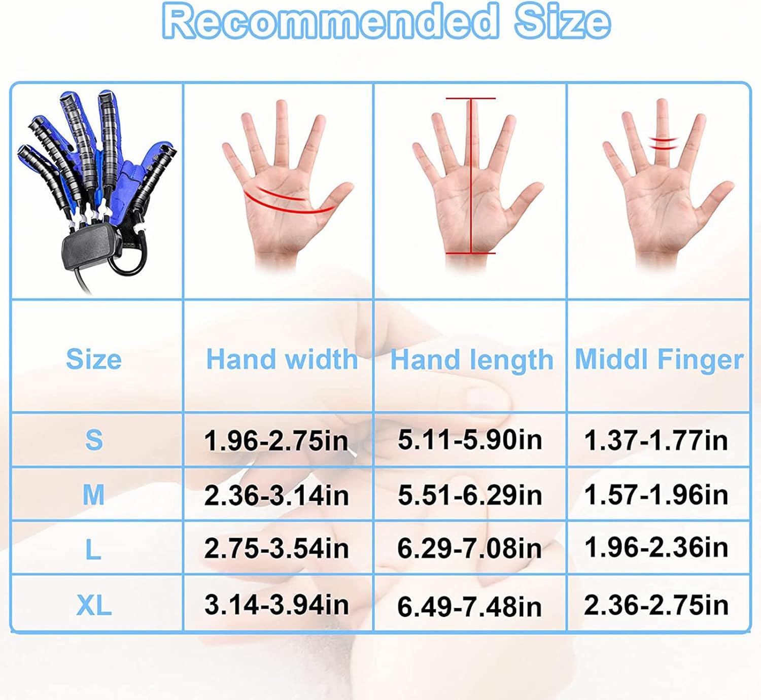 Rehabilitation Robot Gloves,Two Hands Can Exercise at The Same Time,Rehabilitation Glove for Hemiplegia and Stroke Arthritis Patients(Size:M,Color:Blue)