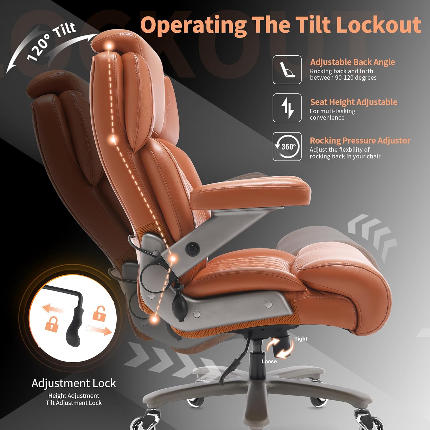 Big and Tall Office Chair 700lbs - Adjustable Headrest&Lumbar Support, 3D Flip Arms, Large Wheels &Heavy Duty Metal Base, Ergonomic High Back Computer Chair Desk Chair, Thick Padded Extra Wide Seat