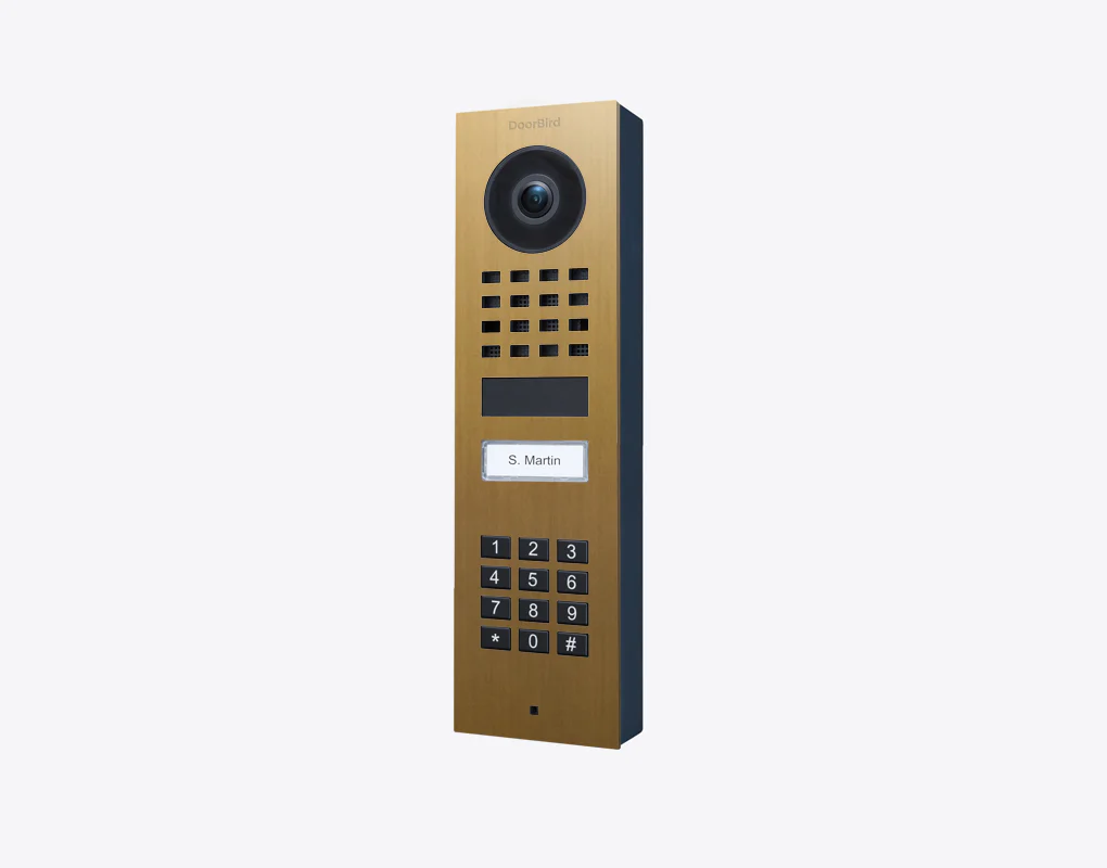 DoorBird D1101KV Surface-Mount IP Video Door Station, 1 Call Button in Gold