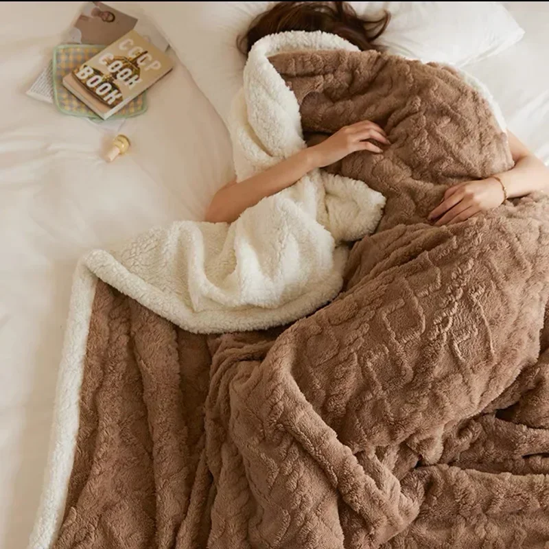 Cozy Fleece Lined Throw Blanket with Reversible Sherpa