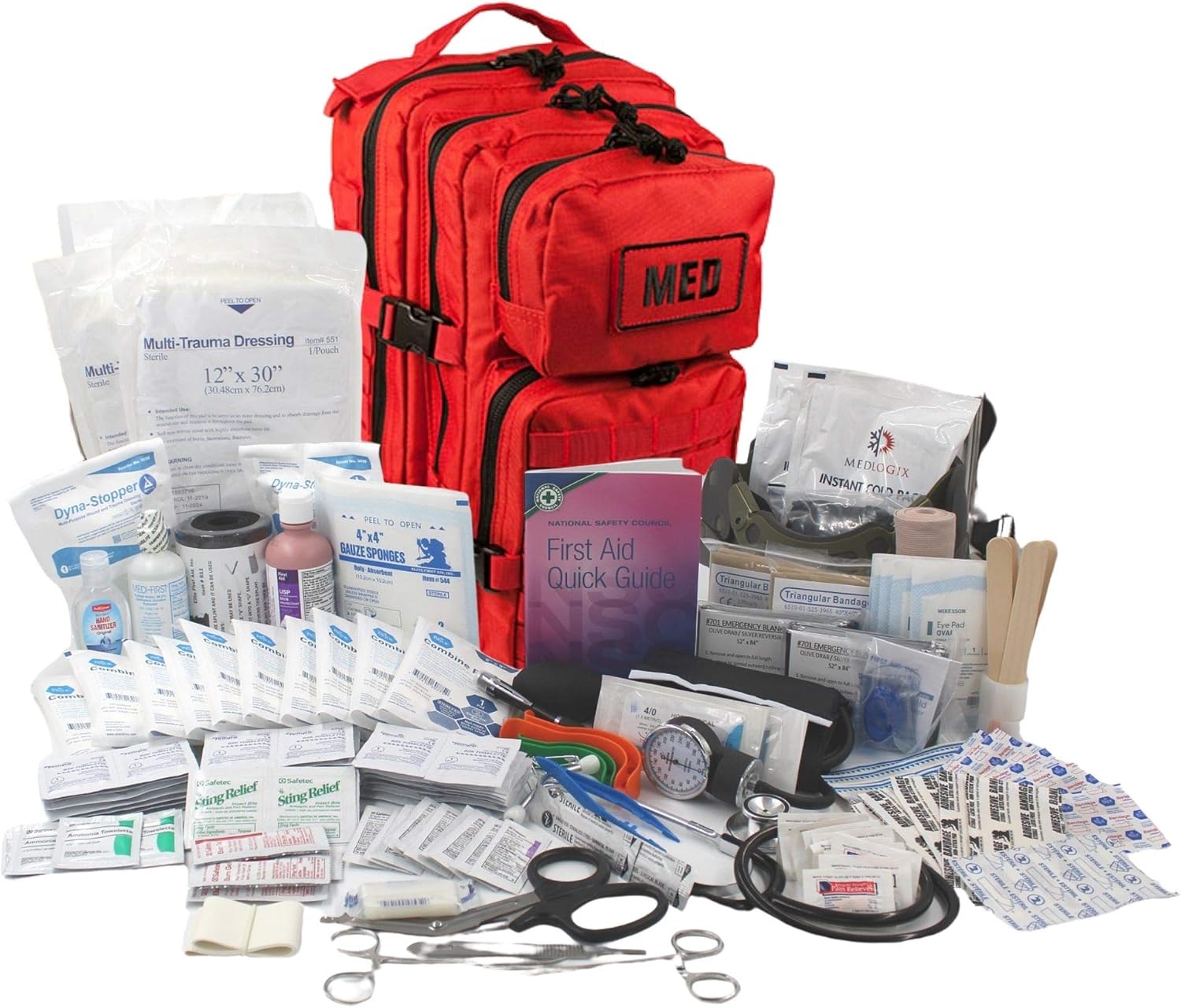 Luminary Tactical Trauma Kit Fully Stocked First Aid Kit Backpack EMS/EMT First Responder Medical Bug Out Bag for Preppers Professionals and Outdoorsman (Red)